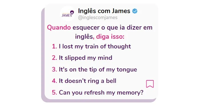Frases úteis em inglês para quando você esquecer algo