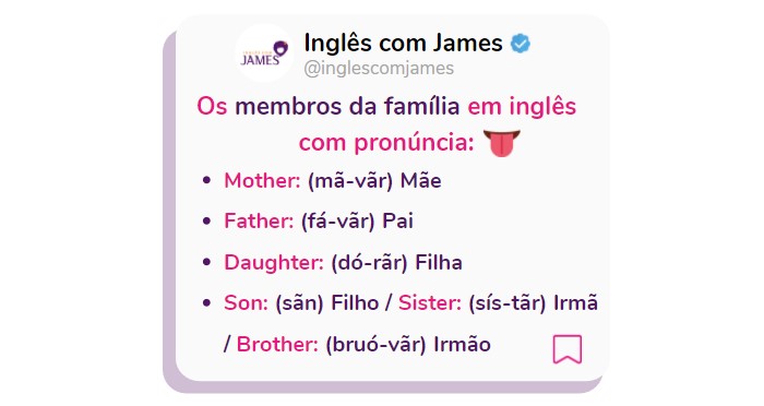 Pronúncia dos membros da família em inglês